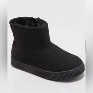 Toddler Arlo Shearling Style Boots - Cat & Jack Black 11T -Toddler Arlo Booties
